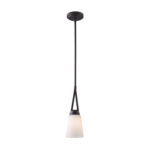Canarm Somerset 1-Light Pendant | Curved Oil Rubbed Bronze and White Opal Glass | Kitchen Island & Dining Room | Model IPL421A01ORB