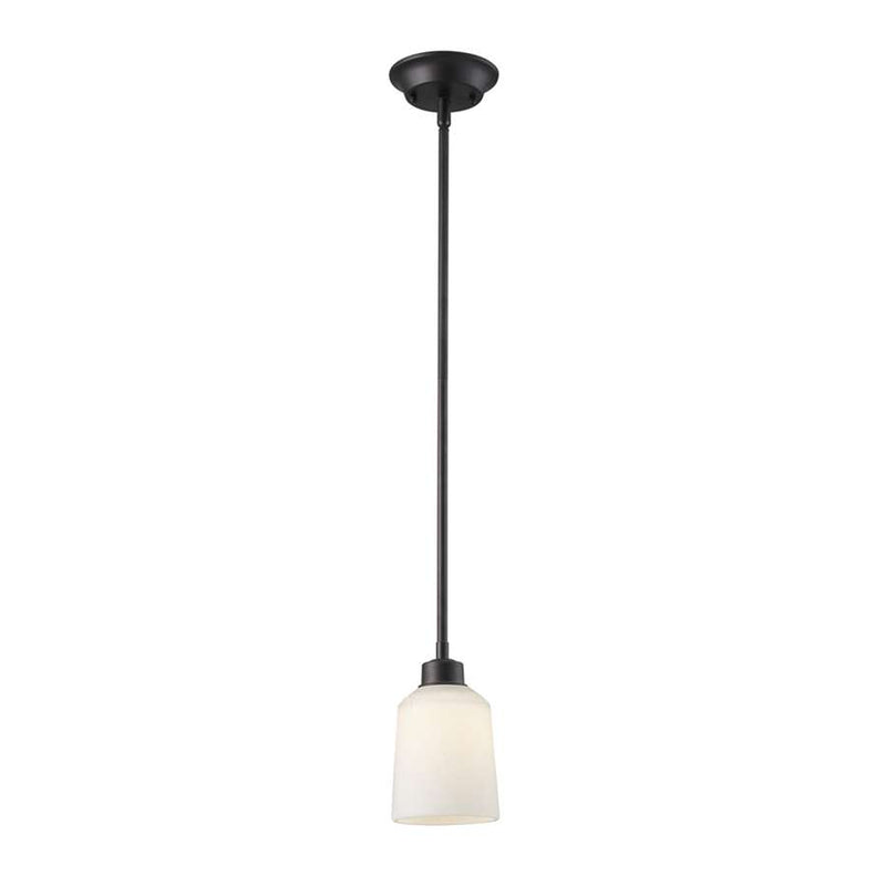 Canarm Quincy 1-Light Pendant | Curved Oil Rubbed Bronze and White Opal Glass | Kitchen Island & Dining Room | Model IPL431A01ORB