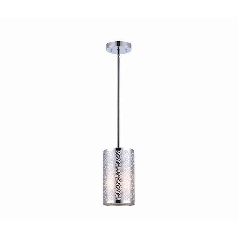 Canarm Montreal 6in 1-Light Rod Pendant | Modern Chrome and Sparkly Paper Shade | Kitchen Island & Dining Room | 6 x 6 x 60 in | Model IPL527A01CH