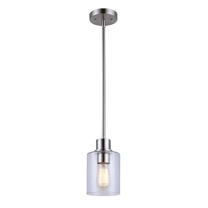Canarm Portland 5in 1-Light Pendant | Modern Brushed Nickel and Clear Seeded Glass | Kitchen Island & Dining Room | 5 x 5 x 59 in | Model IPL531A01BN