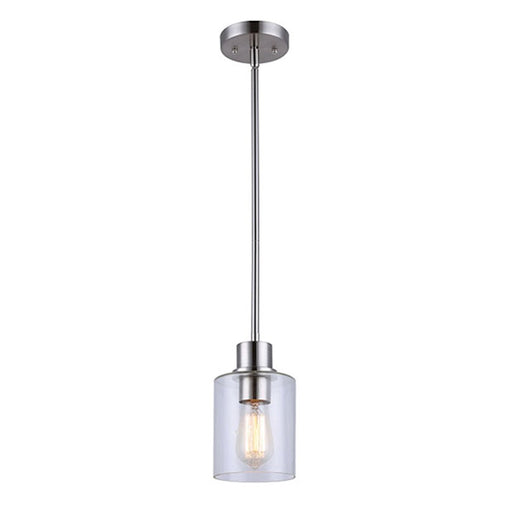 Canarm Portland 5in 1-Light Pendant | Modern Brushed Nickel and Clear Seeded Glass | Kitchen Island & Dining Room | 5 x 5 x 59 in | Model IPL531A01BN