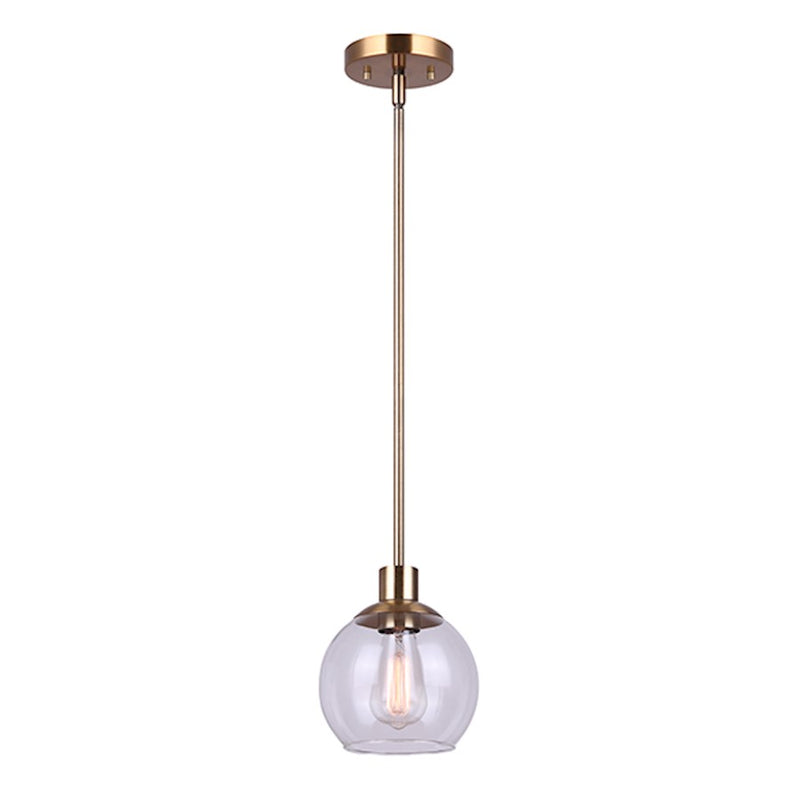 Canarm Landry 7in 1-Light Pendant | Modern Gold Metal and Clear Glass | Kitchen Island & Dining Room | 7 x 7 x 17 in | Model IPL560B01GD