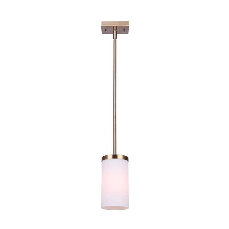 Canarm River 1-Light Pendant | Gold and Flat Opal Glass | Kitchen Island & Dining Room | 4 x 16 in | Model IPL578A01GD