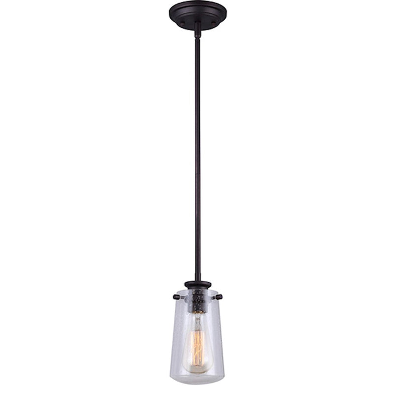 Canarm Mill 5in 1-Light Pendant | Oil Rubbed Bronze and Seeded Glass | Kitchen Island & Dining Room | 5 x 59.5 in | Model IPL623A01ORB