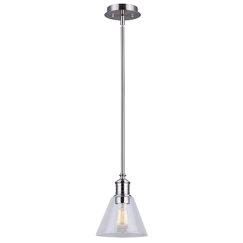 Canarm Larken 6in 1-Light Pendant | Modern Brushed Nickel and Clear Glass | Kitchen Island & Dining Room | 6 x 6 x 58 in | Model IPL628A01BN