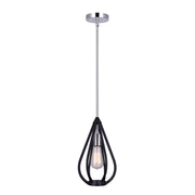 Canarm Madison 7in 1-Light Pendant | Matte Black and Chrome Metal | Kitchen Island & Dining Room | 7 x 7 x 22 in | Model IPL641B01BKC