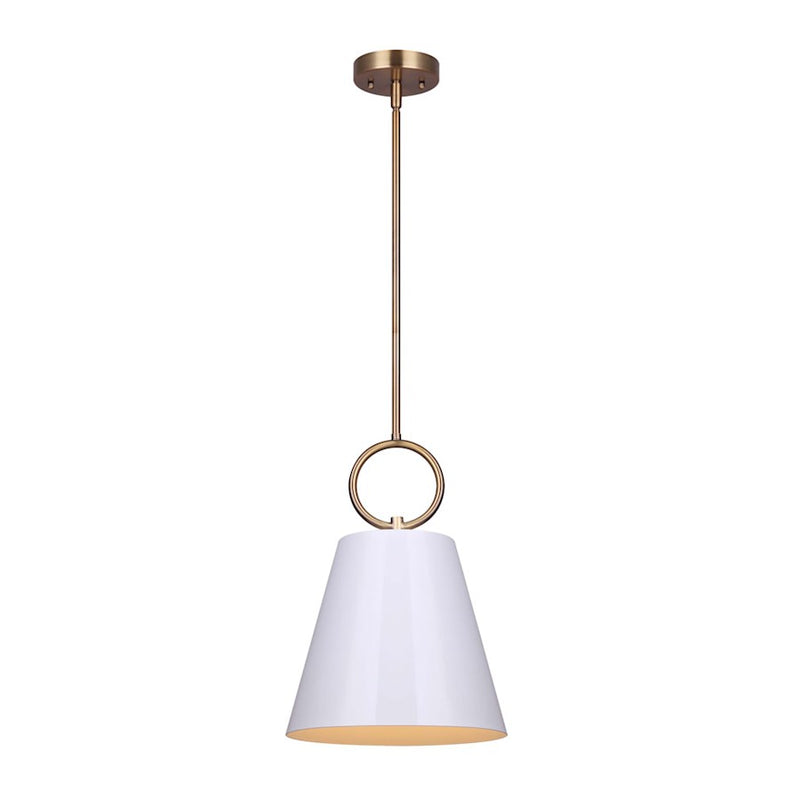 Canarm Irina 10in 1-Light Pendant | Gold and White Metal | Kitchen Island & Dining Room | 10 x 10 x 22 in | Model IPL642B01GDW