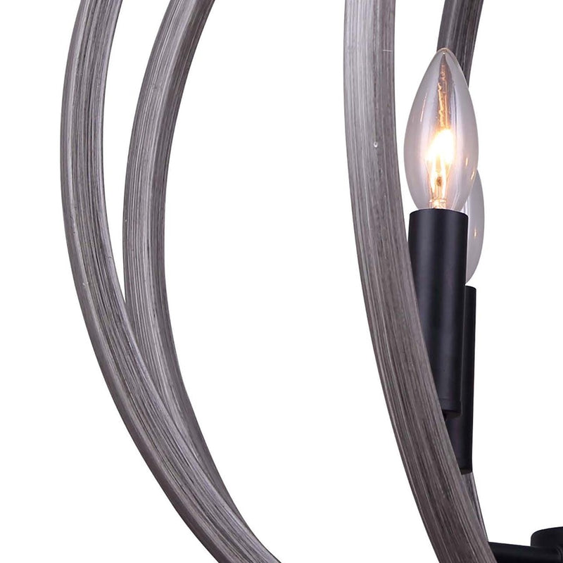 Canarm Armelle 4 Light 19.75" Pendant, Black/Grey/Faux Wood