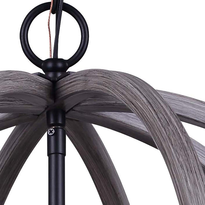 Canarm Armelle 4 Light 19.75" Pendant, Black/Grey/Faux Wood