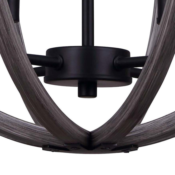 Canarm Armelle 4 Light 19.75" Pendant, Black/Grey/Faux Wood