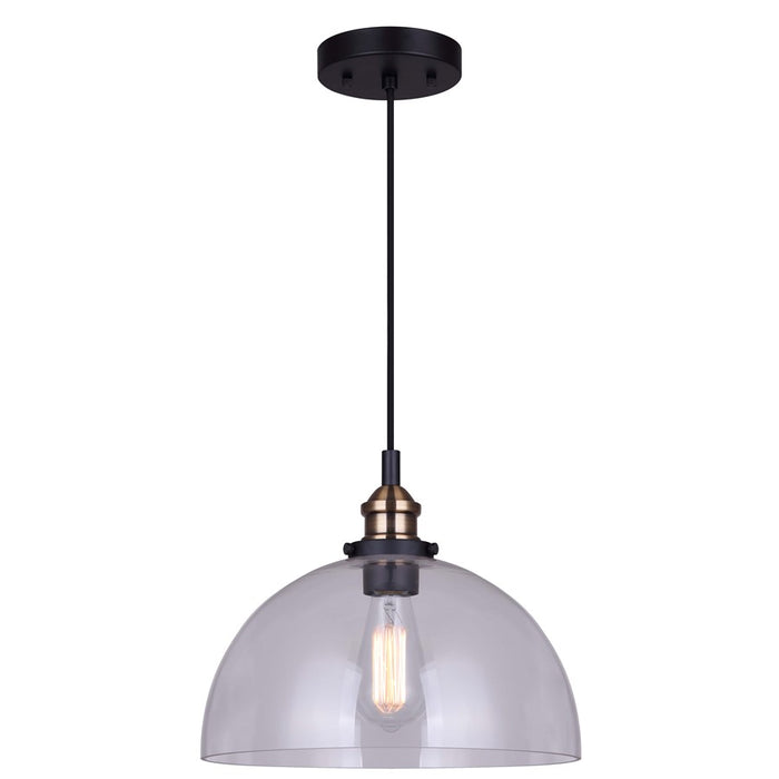 Canarm Thea 1 Light Pendant, Matte Black/Gold