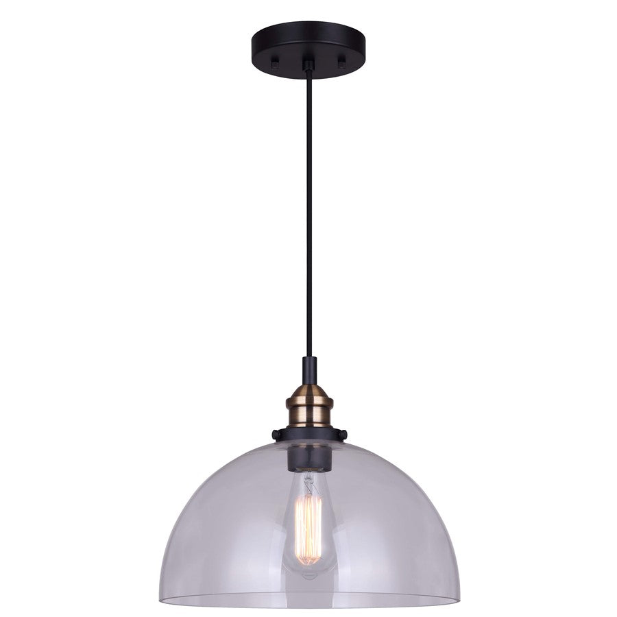 Canarm Thea 1 Light Pendant, Matte Black/Gold