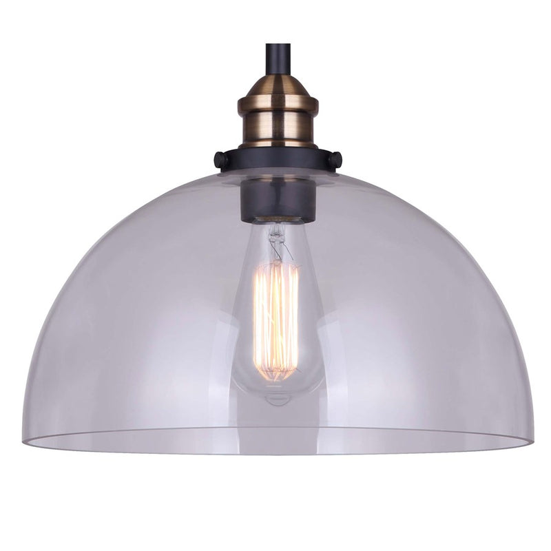 Canarm Thea 12in 1-Light Pendant | Modern Matte Black and Gold Metal | Living Room & Dining Room | 12 x 12 x 11.25 in, Adjustable | Model IPL674B01BKG
