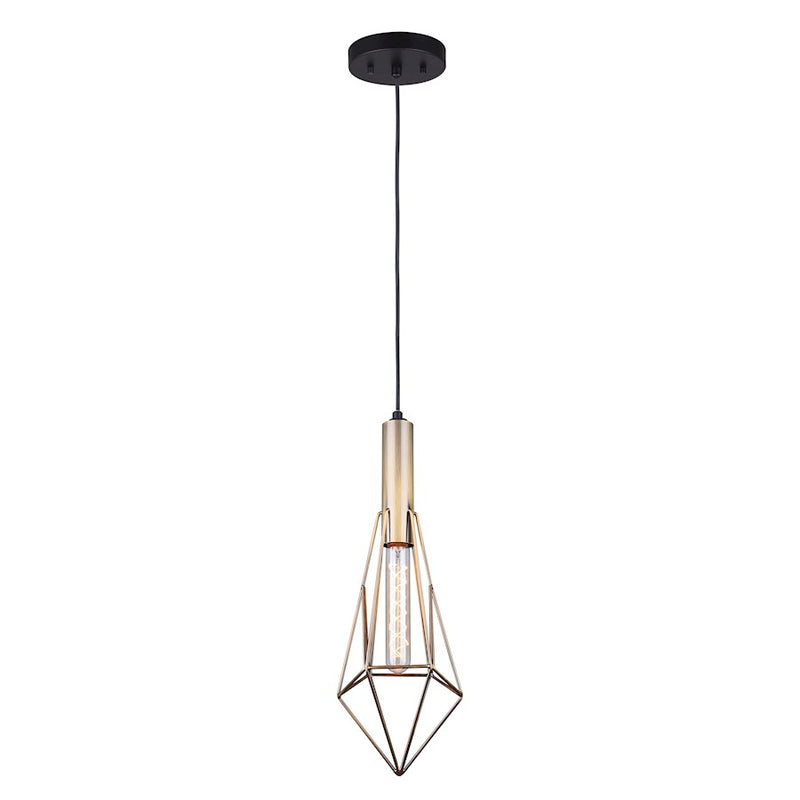 Canarm Greer 6in 1-Light Pendant | Industrial Black and Gold Metal | Kitchen Island & Dining Room | 6 x 6 x 19.5 in, Adjustable | Model IPL676A01BKG