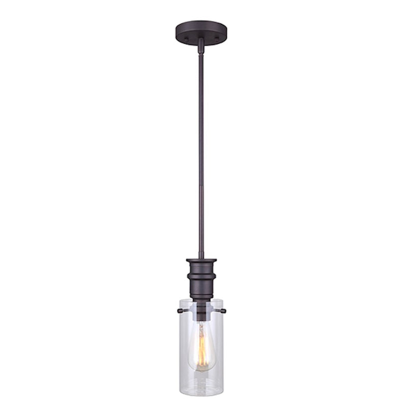Canarm Albany 5in 1-Light Pendant | Traditional Oil Rubbed Bronze and Clear Glass | Kitchen Island & Dining Room | Model IPL679A01ORB