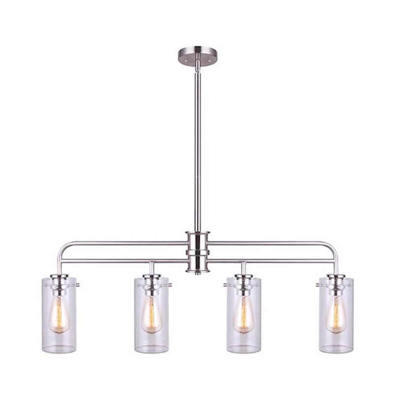 Canarm Greer 36in 4-Light Pendant | Industrial Brushed Nickel Metal | Kitchen Island & Dining Room | 36 x 5 x 22 in, Adjustable | Model IPL679A04BN