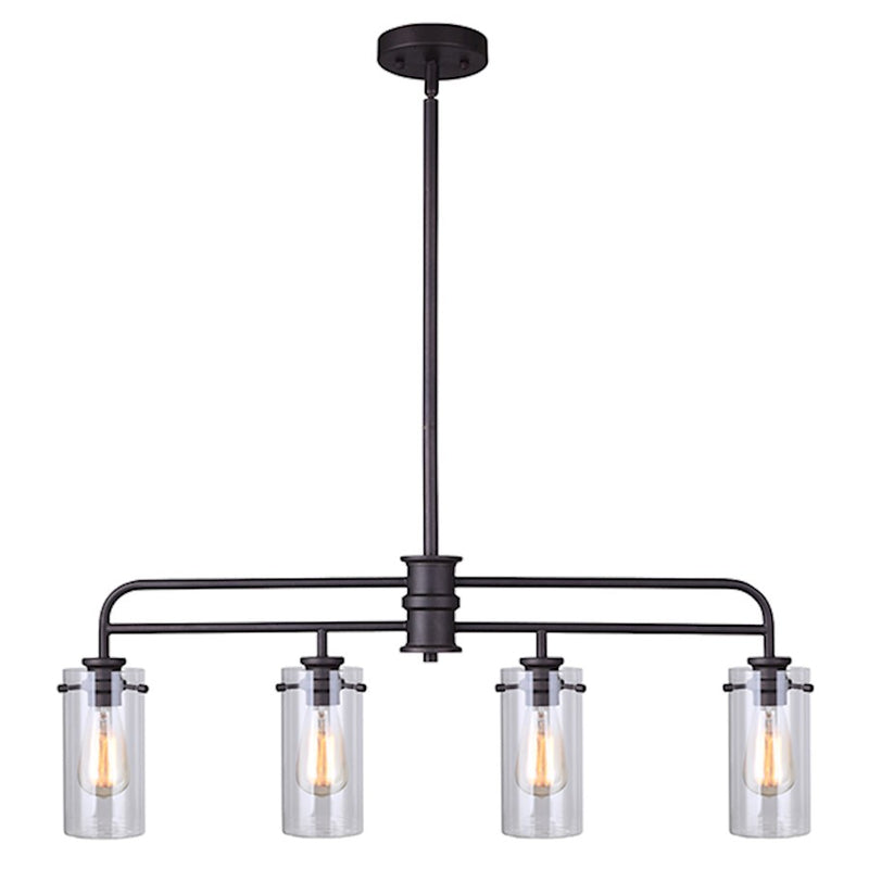 Canarm Albany 36in 4-Light Pendant | Oil Rubbed Bronze and Clear Glass | Kitchen Island & Dining Room | 36 x 5 x 22 in | Model IPL679A04ORB