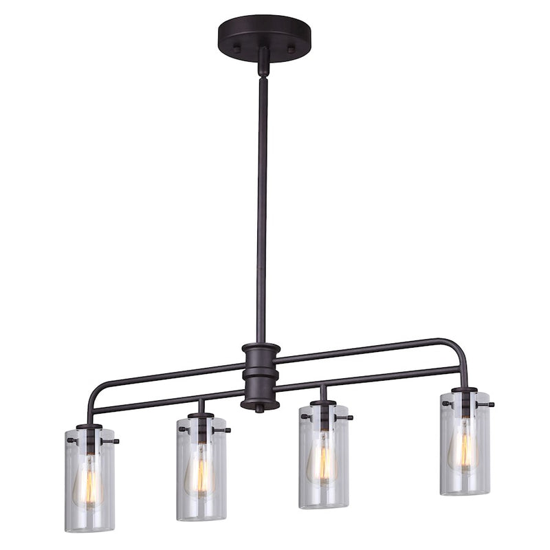 Canarm Albany 36in 4-Light Pendant | Oil Rubbed Bronze and Clear Glass | Kitchen Island & Dining Room | 36 x 5 x 22 in | Model IPL679A04ORB