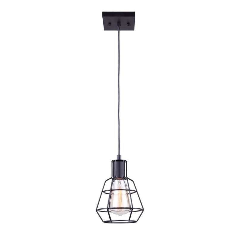 Canarm Wren 6in 1-Light Pendant | Industrial Matte Black | Kitchen Island & Dining Room | 6 x 6 x 11 in | Model IPL702A01BK
