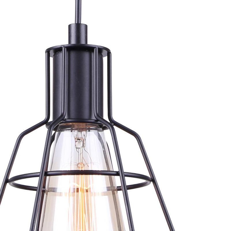 Canarm Wren 6in 1-Light Pendant | Industrial Matte Black | Kitchen Island & Dining Room | 6 x 6 x 11 in | Model IPL702A01BK