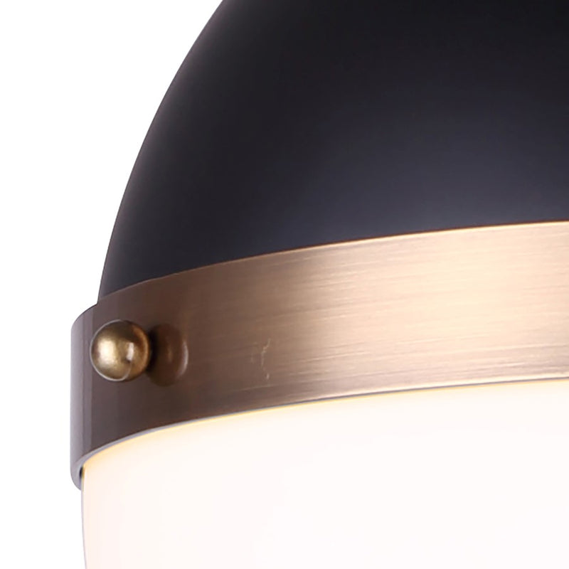 Canarm Delta 1 Light 13" Pendant, Matte Black/Gold