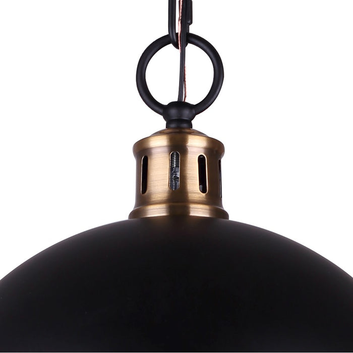 Canarm Delta 1 Light 13" Pendant, Matte Black/Gold