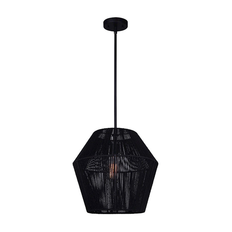 Canarm Rya 15in 1-Light Pendant | Modern Matte Black String Shade | Living Room & Dining Room | 15 x 16.5 in | Model IPL727B01BK