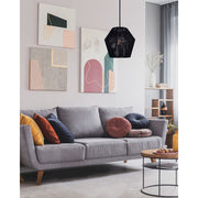 Canarm Rya 15in 1-Light Pendant | Modern Matte Black String Shade | Living Room & Dining Room | 15 x 16.5 in | Model IPL727B01BK