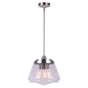 Canarm Rya 13in 3-Light Pendant | Brushed Nickel and Clear Glass | Kitchen Island & Dining Room | 13 x 13 x 13 in | Model IPL728B03BN