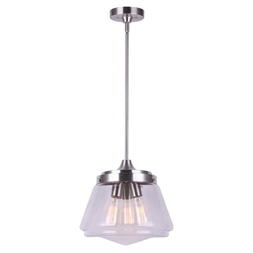 Canarm Rya 13in 3-Light Pendant | Brushed Nickel and Clear Glass | Kitchen Island & Dining Room | 13 x 13 x 13 in | Model IPL728B03BN