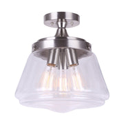 Canarm Rya 13in 3-Light Pendant | Brushed Nickel and Clear Glass | Kitchen Island & Dining Room | 13 x 13 x 13 in | Model IPL728B03BN