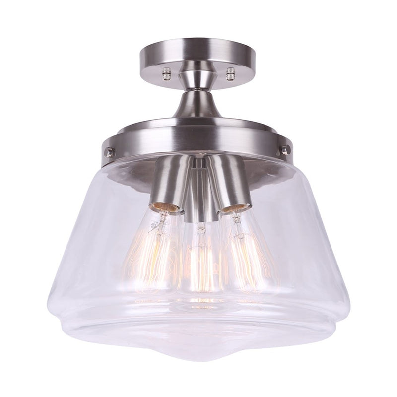 Canarm Rya 13in 3-Light Pendant | Brushed Nickel and Clear Glass | Kitchen Island & Dining Room | 13 x 13 x 13 in | Model IPL728B03BN
