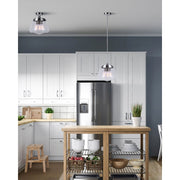 Canarm Rya 13in 3-Light Pendant | Brushed Nickel and Clear Glass | Kitchen Island & Dining Room | 13 x 13 x 13 in | Model IPL728B03BN