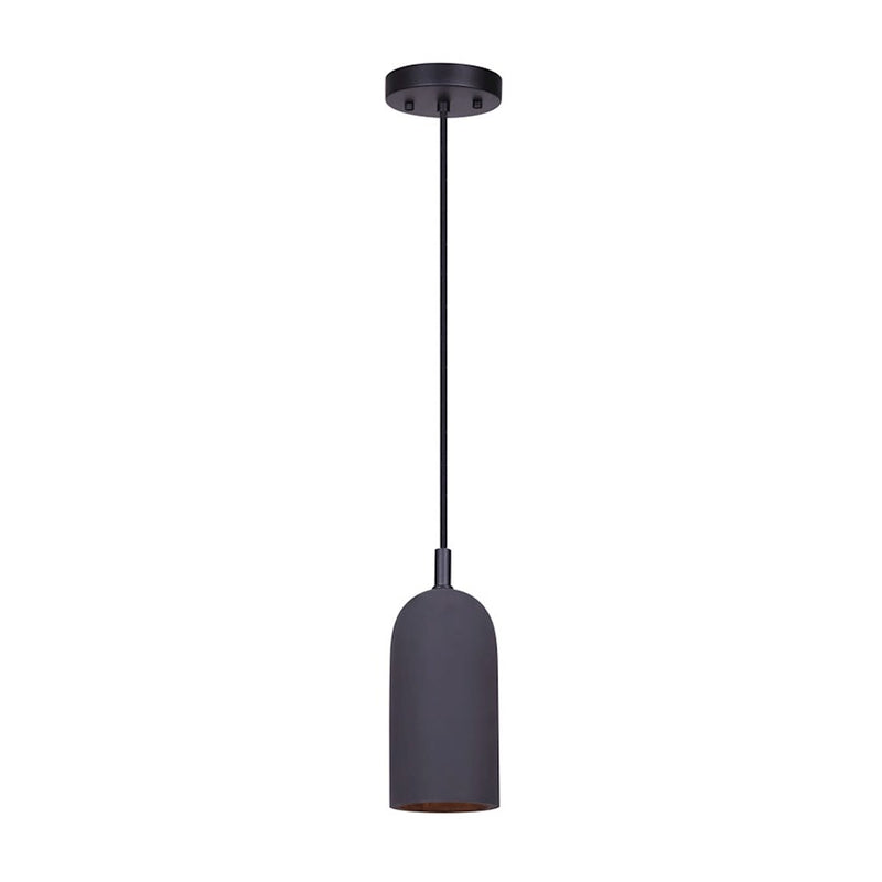 Canarm Jack 5in 1-Light Pendant | Industrial Matte Black Cement | Kitchen Island & Dining Room | 5 x 5 x 12 in | Model IPL729B01BK