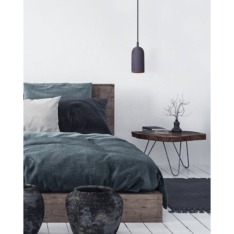 Canarm Jack 5in 1-Light Pendant | Industrial Matte Black Cement | Kitchen Island & Dining Room | 5 x 5 x 12 in | Model IPL729B01BK