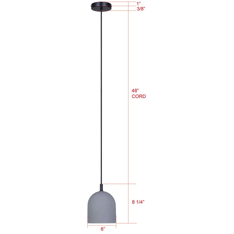Canarm Jack 6in 1-Light Pendant | Industrial Matte Black and Grey Cement | Kitchen Island & Dining Room | 6 x 6 x 10 in | Model IPL729B01BK6-GY