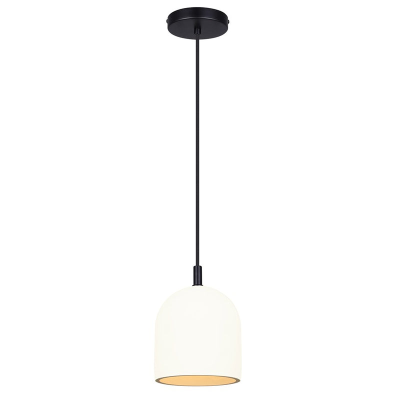 Canarm Jack 1 Light 6" Pendant, Matte Black/Grey White