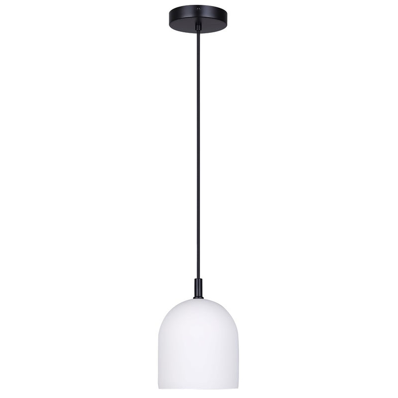 Canarm Jack 1 Light 6" Pendant, Matte Black/Grey White