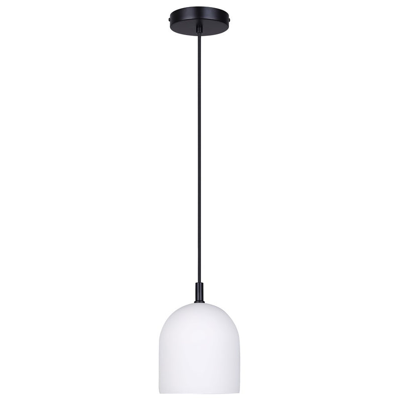 Canarm Jack 1 Light 6" Pendant, Matte Black/Grey White