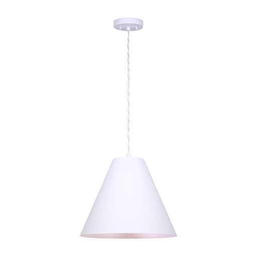 Canarm Mali 13.75in 1-Light Pendant | Matte White Conical | Kitchen Island & Dining Room | 13.75 x 13.75 x 14.375 in | Model IPL730B01WH