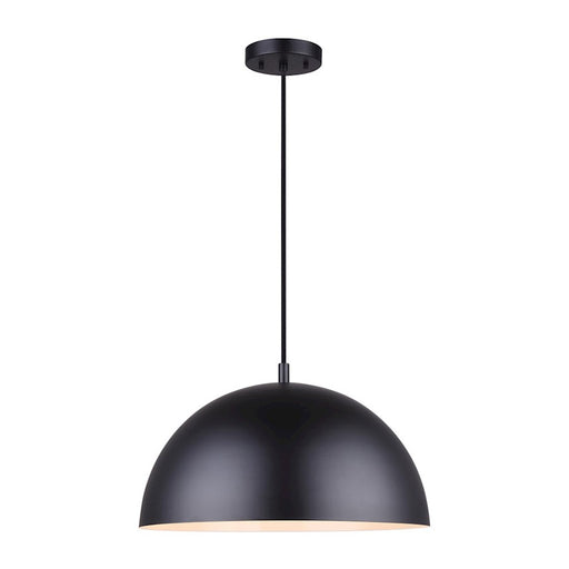 Canarm Sadie 16in 1-Light Pendant | Matte Black Metal Shade | Kitchen Island & Dining Room | 15.75 x 58.35 in | Model IPL734B01BK
