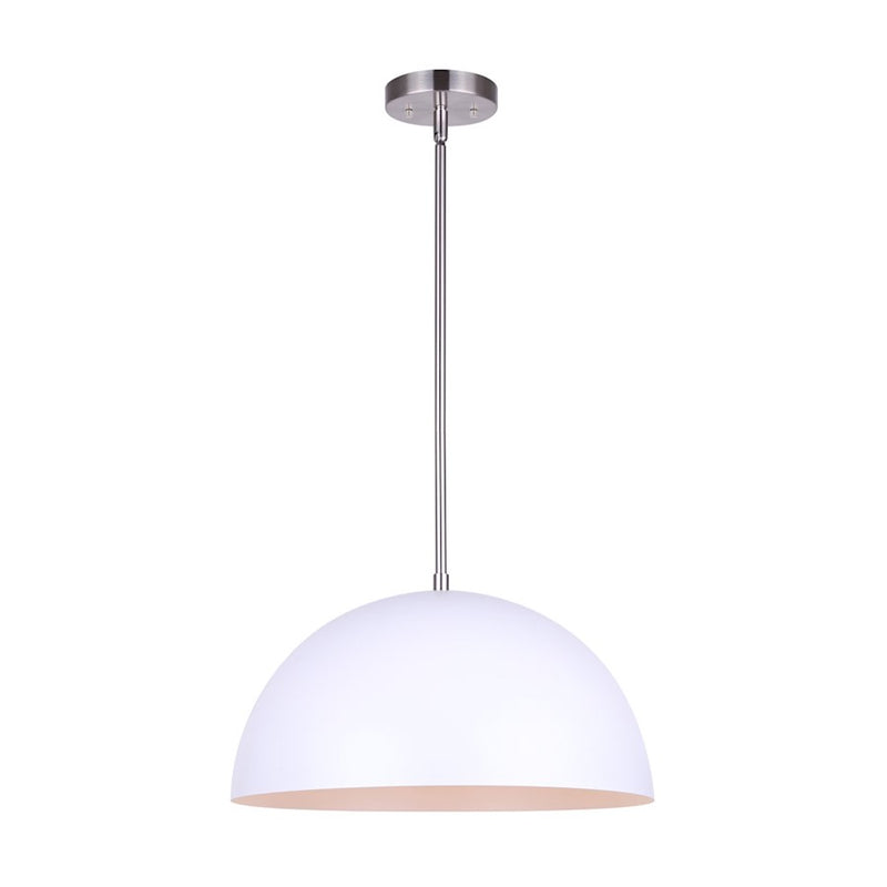 Canarm Sadie 16in 1-Light Pendant | Matte White & Brushed Nickel | Kitchen Island & Dining Room | 15.75 x 59.25 in | Model IPL734B01BNH
