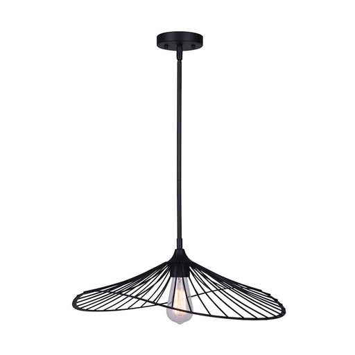 Canarm Aldora 20in 1-Light Pendant | Matte Black Open Cage | Entryway & Kitchen Table | 19.75 x 57.5 in | Model IPL737B01BK