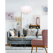 Canarm Aldora 21in 1-Light Pendant | Matte White Feather Shade | Bedroom & Nursery | 21 x 21 x 14.5 in | Model IPL738B01WH