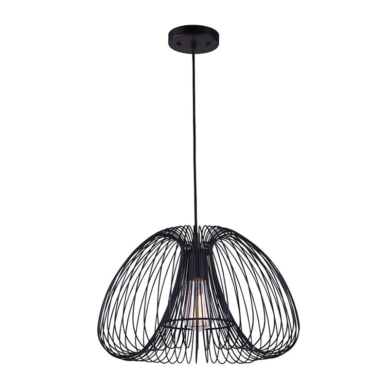Canarm Blix 16in 1-Light Pendant | Modern Matte Black Open Design | Entryway & Bedroom | 16 x 16 x 14 in | Model IPL746B01BK