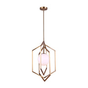 Canarm Valen 14in 1-Light Pendant | Modern Gold Geometric with Opal Glass Shade | Entryway & Dining Room | 14 x 14 x 31 in | Model IPL748B01GD