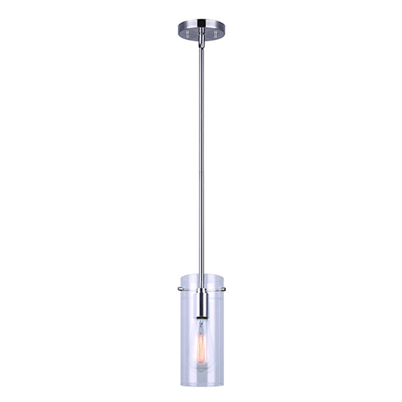 Canarm Joni 5in 1-Light Pendant | Brushed Nickel and Clear Glass | Kitchen Island & Dining Room | 5 x 5 x 17 in | Model IPL759A01BN