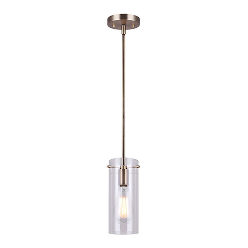 Canarm Joni 5in 1-Light Pendant | Gold and Clear Glass | Kitchen Island & Dining Room | 5 x 5 x 59 in | Model IPL759A01GD