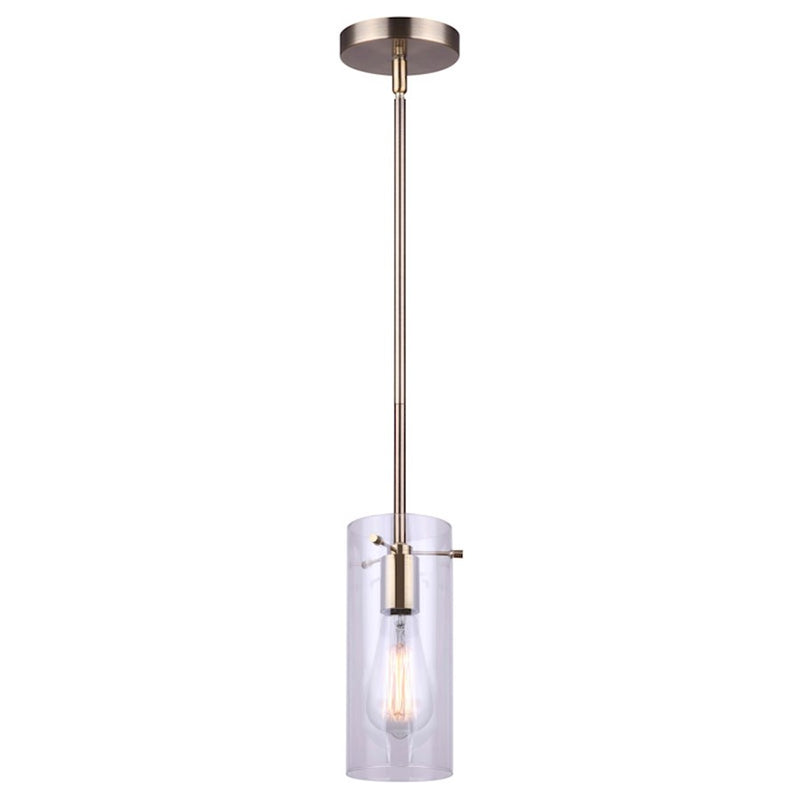Canarm Joni 5in 1-Light Pendant | Gold and Clear Glass | Kitchen Island & Dining Room | 5 x 5 x 59 in | Model IPL759A01GD