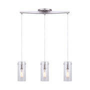 Canarm Joni 30in 3-Light Pendant | Brushed Nickel and Clear Glass | Kitchen Island & Dining Room | 30 x 4.5 x 19 in | Model IPL759A03BN
